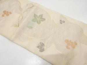 紗　葡萄唐草に花模様織り出し　袋帯